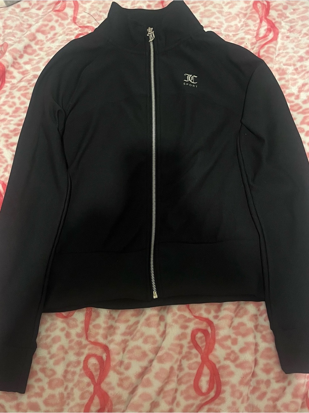 Juicy Couture Black Zip-Front Women's Athletic Zip Up Jacket